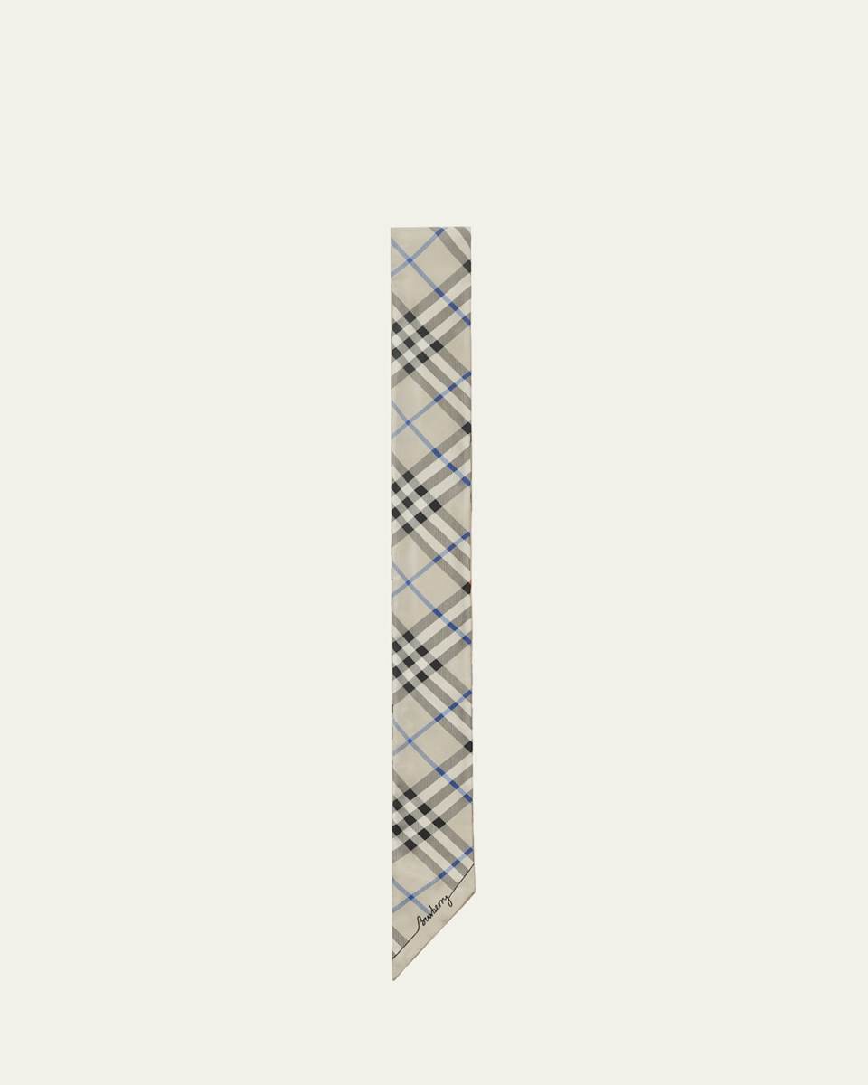 Check-Print Skinny Scarf
